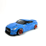 1/64 wheels with easy installation, Mini GT Lb Works Nissan GT-R on SS design in diamond cut red, with Toyo race tires.
