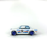1/64 wheels with easy installation, Hot Wheels BMW 2002 on MS design in diamond cut blue, with Speedhunters race tires.