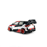 1/64 wheels with easy installation, tomica toyota yaris wrc on monoblock AF design (F) & MS design (R) in kamikaze red, with Dunlop race tires.