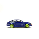 1/64 wheels with easy installation, aoshima vertex ae86 trueno on SS design in neon yellow, with stretch tires.