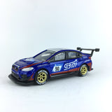 1/64 wheels with easy installation, tomica subaru wrx sti nbr challenge on SS design in top secret gold, with Falken race rubber tires.
