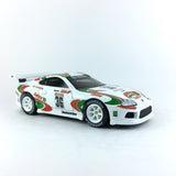 1/64 wheels with easy installation, Hot Wheels Toyota Supra on Monoblock SS design in Alpine White, with Bridgestone race tires.