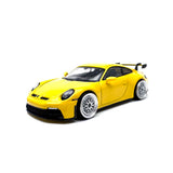 1/64 wheels with easy installation, minigt porsche 911 gt3 on VS design in metallic silver with monoblock advanced alloy.