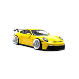 1/64 wheels with easy installation, minigt porsche 911 gt3 on VS design in metallic silver with monoblock advanced alloy.
