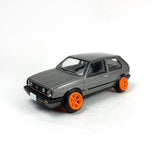 1/64 wheels with easy installation, tomica limited vintage volkswagen golf II gti 16v on SS design in gulf orange, with stretch tires.
