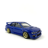 1/64 wheels with easy installation, tomica subaru 22b-sti version on SS design in top secret gold, with low profile rubber tires.