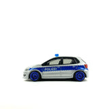 1/64 wheels with easy installation, Tomica Volkswagen Polo Police Car on monoblock MS design in diamond cut blue, with ultra thin tires.