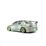 1/64 wheels with easy installation, tomica mitsubishi lancer evolution VII GT-A on monoblock SS design in top secret gold, with low profile tires.