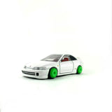 1/64 wheels with easy installation, tomica honda integra type R on monoblock AF design in takata green, with ultra thin tires.