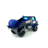 1/64 wheels with easy installation, hot wheels mercedes-benz unimog 1300 on monoblock AF design in tuxedo black, with monoblock off-road tires.