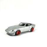 1/64 wheels with easy installation, Aoshima LB Works Fairlady Z on CS design in diamond cut red, with stretch tires.