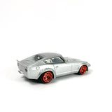 1/64 wheels with easy installation, Aoshima LB Works Fairlady Z on CS design in diamond cut red, with stretch tires.