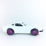 1/64 wheels with easy installation, Hot Wheels custom datsun 240z on RS design in diamond cut pink, with Nitto race tires.